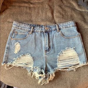 Ripped jean shorts